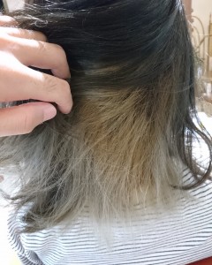 笠岡美容室Gratia(グラーティア)。　インナーカラーを白っぽく。