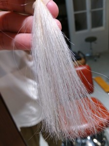 笠岡美容室Gratia(グラーティア)。　リアルホワイトカラーを毛束で作ってみた。
